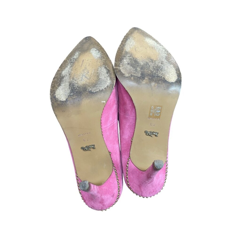 Coach Womans Pink Suede Beaded Trim 3.5" Heels Size 7.5B SKU 9494 - Picture 5 of 16
